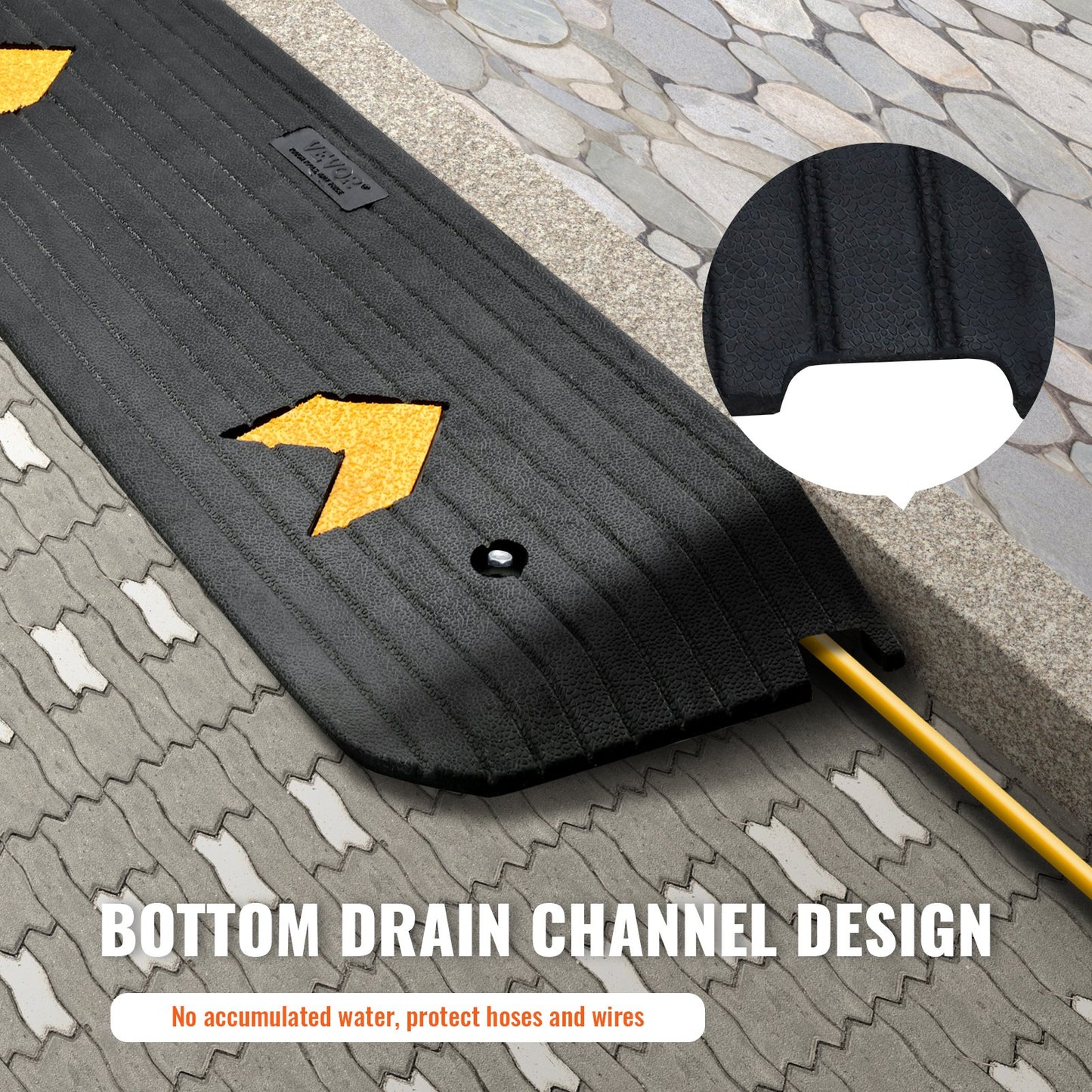 Upgraded Rubber Threshold Ramp, 1-Inch Doorway for Wheelchair Ramp, Natural Sidewalk Ramp, Rated 33069 lbs Load Capacity, Non-Slip Textured Surface Rubber Edge Ramp for Wheelchair and Scooter