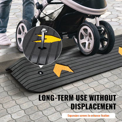 Upgraded Rubber Threshold Ramp, 1-Inch Doorway for Wheelchair Ramp, Natural Sidewalk Ramp, Rated 33069 lbs Load Capacity, Non-Slip Textured Surface Rubber Edge Ramp for Wheelchair and Scooter