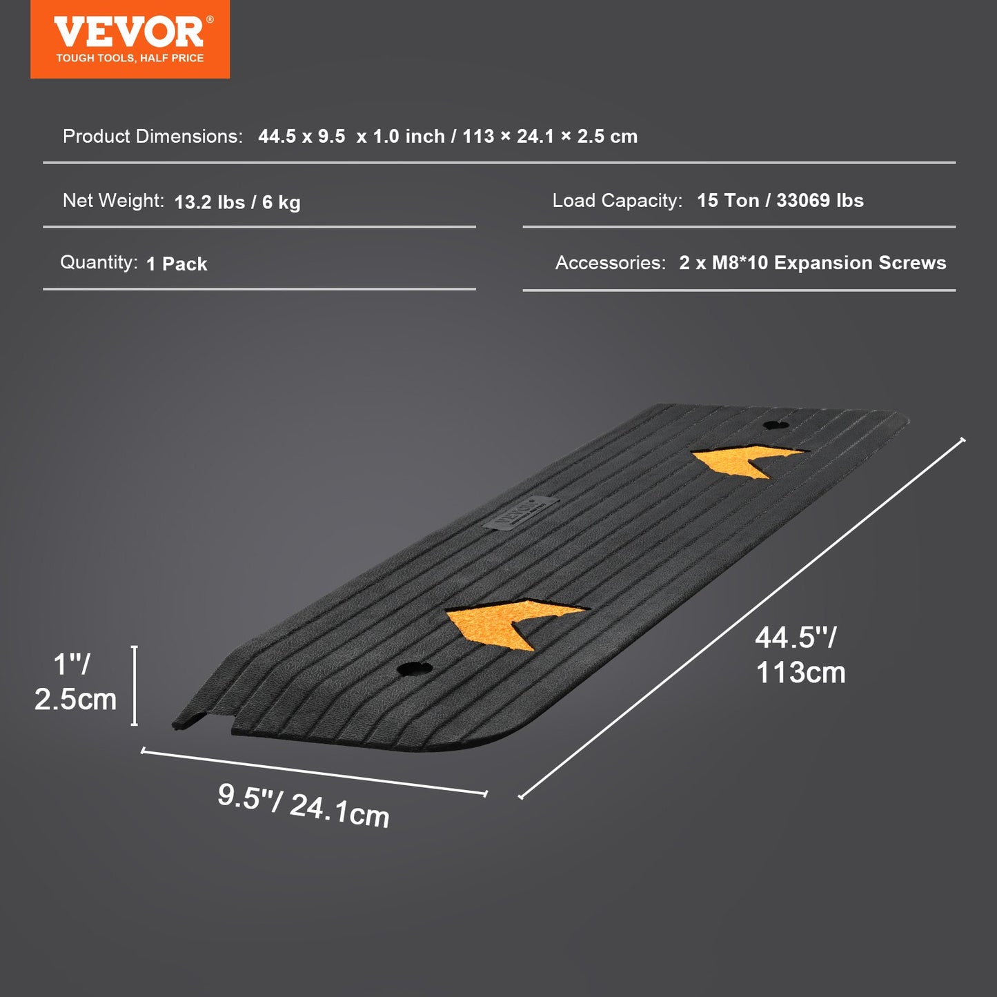 Upgraded Rubber Threshold Ramp, 1" Rise Wheelchair Ramp Doorway, Natural Curb Ramp Rated 33069 lbs Load Capacity, Non-Slip Textured Surface Rubber Curb Ramp for Wheelchair and Scooter