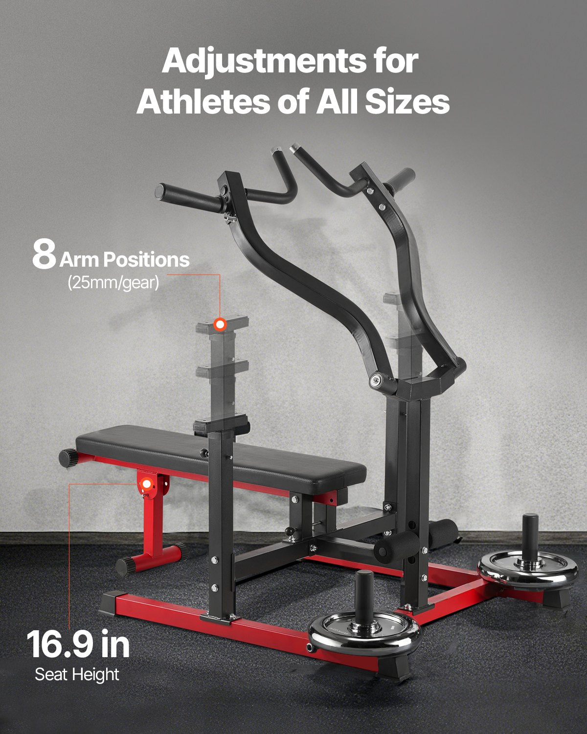 Chest Press Machine, 450 LBS Bench Press Set, Adjustable Flat Incline Bench with Independent Converging Arms, Upper Chest Equipment, Fitness Home Gym Equipment for Chest, AB Workouts, Shoulder