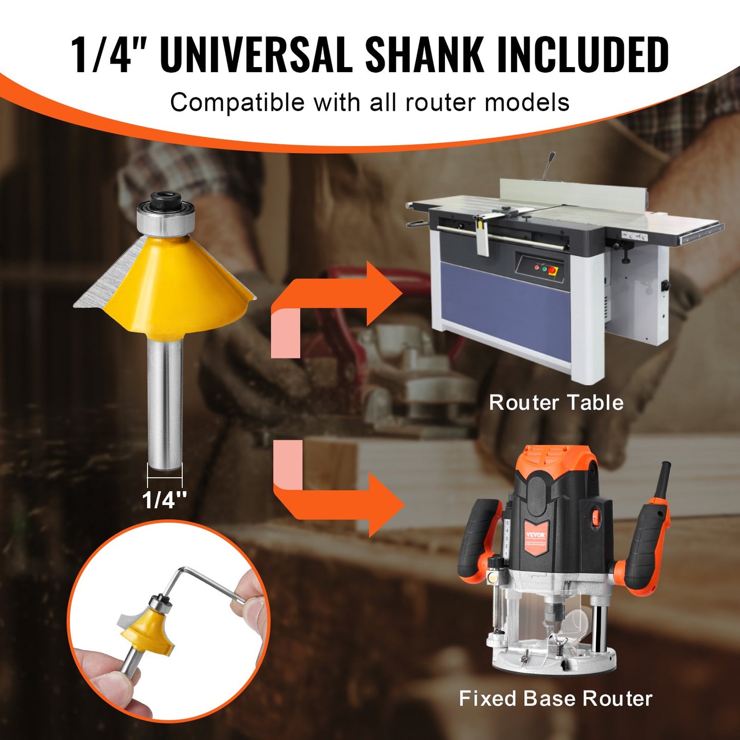 Milling cutter set 15 pieces carbide milling cutter 1/4 inch shank carrying case
