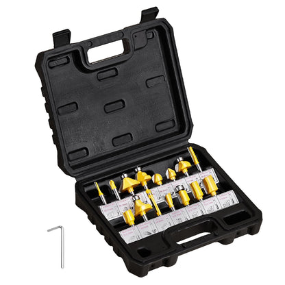Milling cutter set 15 pieces carbide milling cutter 1/4 inch shank carrying case