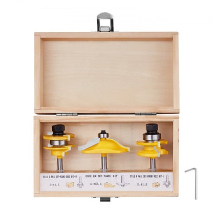 Router Bits Set, 3 Pieces, Carbide Router Bit Kit with 1/4 Inch Shank, Wood Carrying Case, Woodworking Tools for Professional and Beginners Carpenter, for Wood MDF Particle Board Plywood
