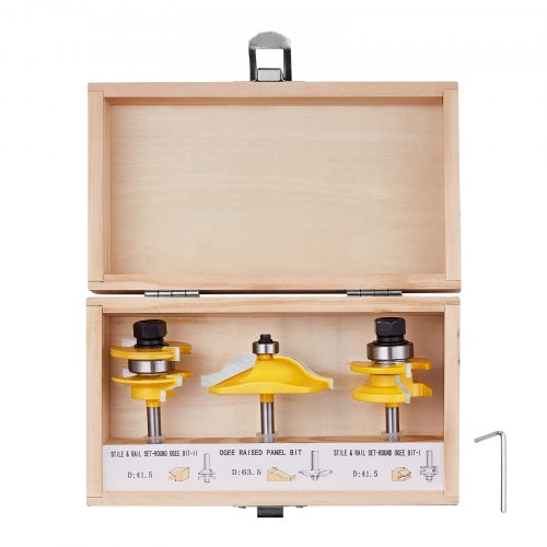 Router Bits Set, 3 Pieces, Carbide Router Bit Kit with 1/4 Inch Shank, Wood Carrying Case, Woodworking Tools for Professional and Beginners Carpenter, for Wood MDF Particle Board Plywood