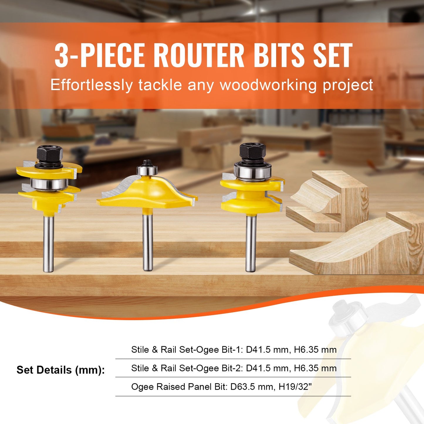 Milling cutter set 3 pieces carbide milling cutter 1/4 inch shank Carrying case
