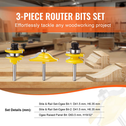 Milling cutter set 3 pieces carbide milling cutter 1/4 inch shank Carrying case