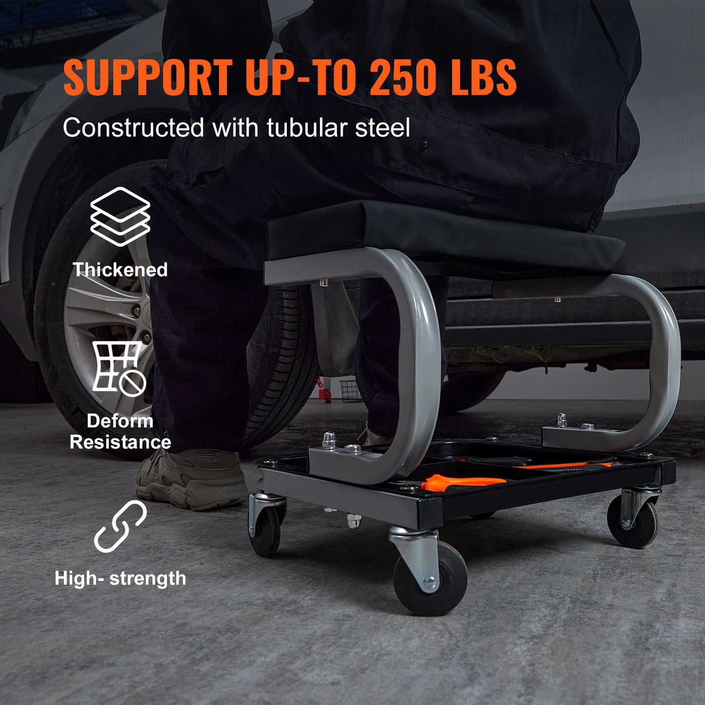 Mechanics Garage Stool 250 LBS Mechanic Creeper Seat Under Car Tool Tray