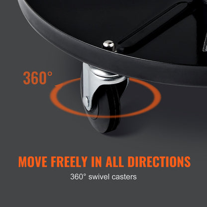 Mechanikerhocker, 250 Pfund rollender pneumatischer Kriech-Garage-/Werkstattsitz, höhenverstellbar 22 Zoll - 28 Zoll gepolsterter rollender Werkstatthocker mit Werkzeugablage, für Garage, Werkstatt, Autoreparatur, Schwarz + Orange