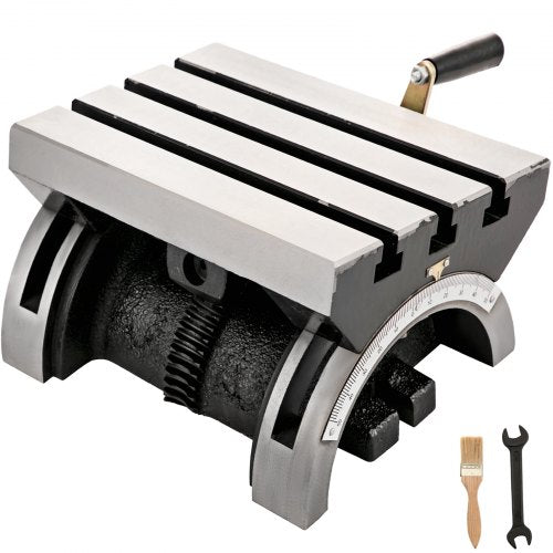 Tilting Milling Table 10x7inch Tilting Angle Milling Machine 0-90°Adjustable Swivel Angle Plate with 3 T-slots and an Adjustable Crank Handle Heavy Duty Tilting Milling Machine for Grinding