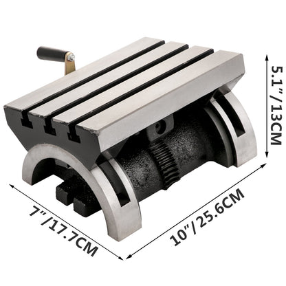 Tilting Milling Table 10x7inch Tilting Angle Milling Machine 0-90°Adjustable Swivel Angle Plate with 3 T-slots and an Adjustable Crank Handle Heavy Duty Tilting Milling Machine for Grinding