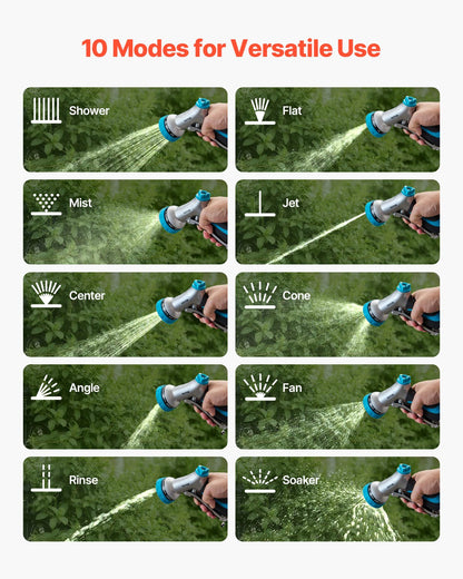 Hose Nozzle, 10 Adjustable Spray Patterns, Metal Water Hose Nozzle with Comfortable Ergonomic Grip, Garden Hose Nozzle Sprayer with Flow Control for Watering Plants & Lawns, Washing Cars & Pets