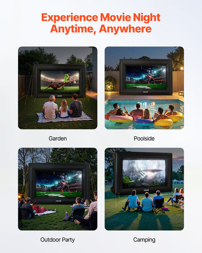 14FT Inflatable Projector Screen, Inflatable Movie Screen Outdoor with 120W Air Blower Projector Screen Oxford Fabric Material Blow Up Screen for Outdoor Backyard, Home Theater, Theme Party