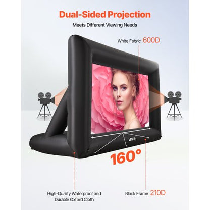 14 fot uppblåsbar filmduk 16:9 600D filmprojektor med bärbar väska