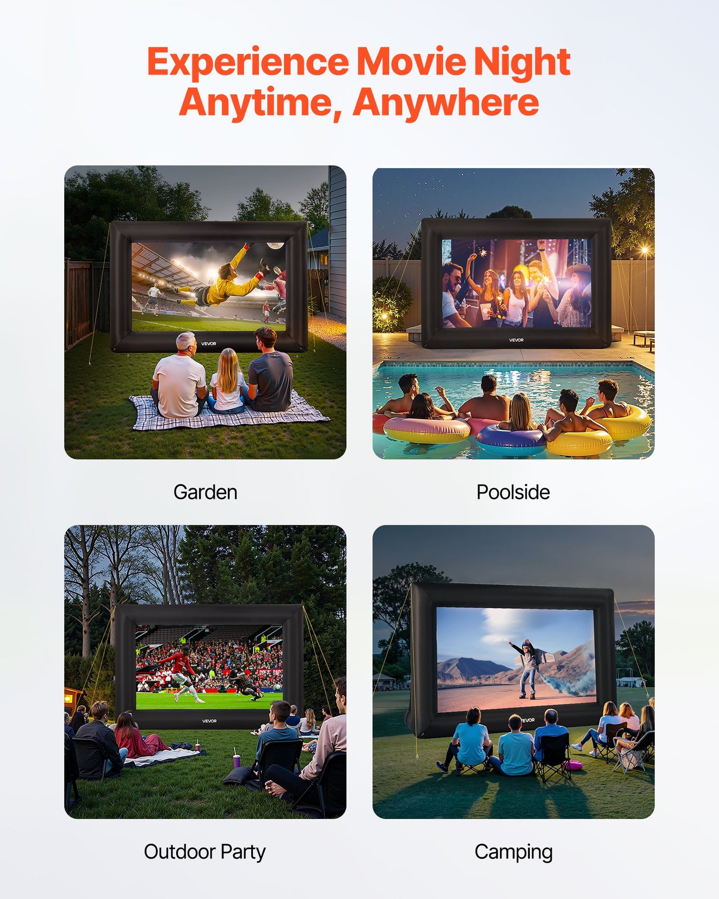 16FT Inflatable Projector Screen, Inflatable Movie Screen Outdoor with 250W Air Blower Projector Screen Oxford Fabric Material Blow Up Screen for Outdoor Backyard, Home Theater, Theme Party