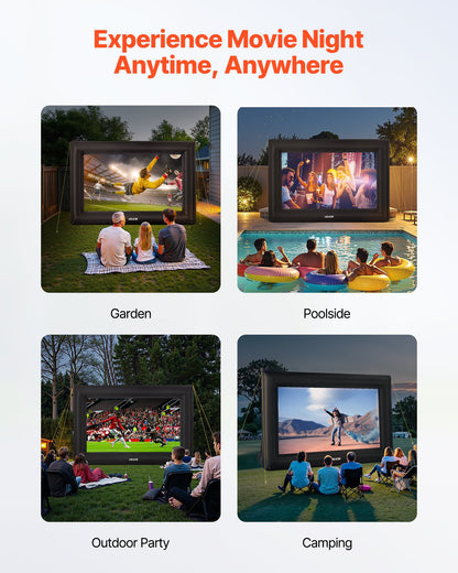 16FT Inflatable Projector Screen, Inflatable Movie Screen Outdoor with 250W Air Blower Projector Screen Oxford Fabric Material Blow Up Screen for Outdoor Backyard, Home Theater, Theme Party