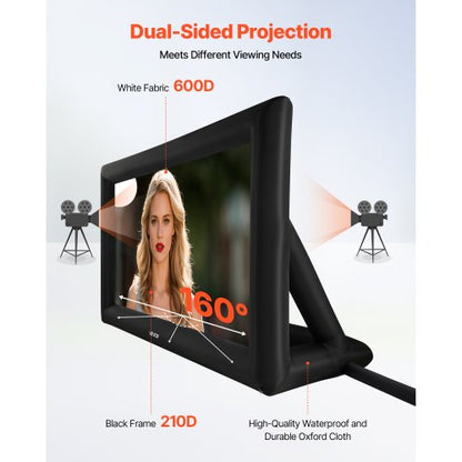 16ft Inflatable Movie Screen 16:9 600D Movie Projector with Portable Bag
