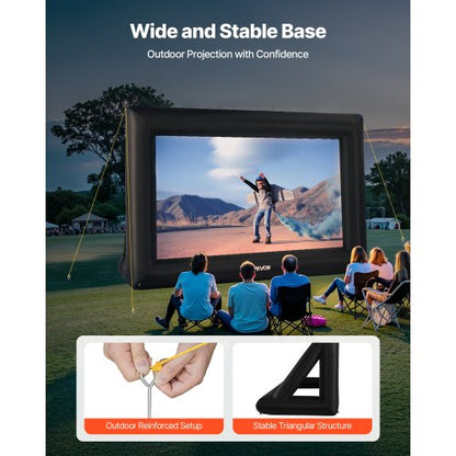 16ft Inflatable Movie Screen 16:9 600D Movie Projector with Portable Bag