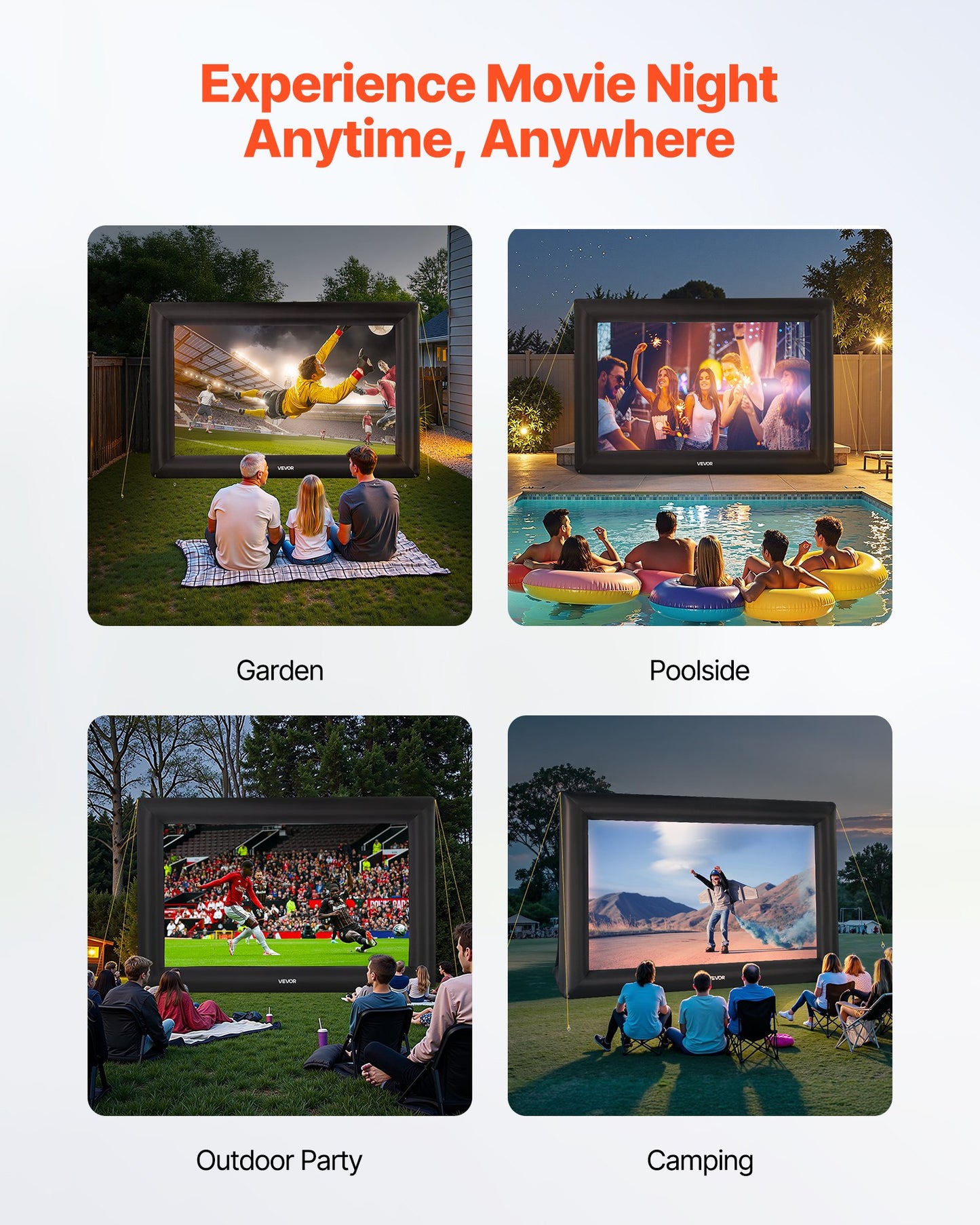 20FT Inflatable Projector Screen, Inflatable Movie Screen Outdoor with 250W Air Blower Projector Screen Oxford Fabric Material Blow Up Screen for Outdoor Backyard, Home Theater, Theme Party
