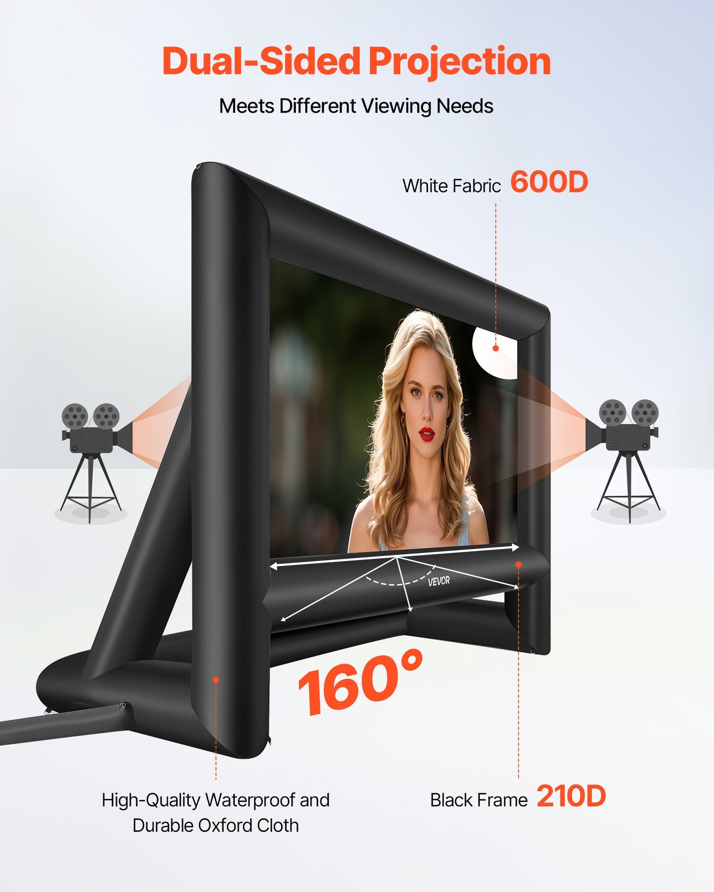 18FT Inflatable Movie Screen, Inflatable Projector Screen with Portable Storage Bag, 16:9 Easy Set Up Movie Projection for Outdoor Backyard, Home Theater, Theme Party