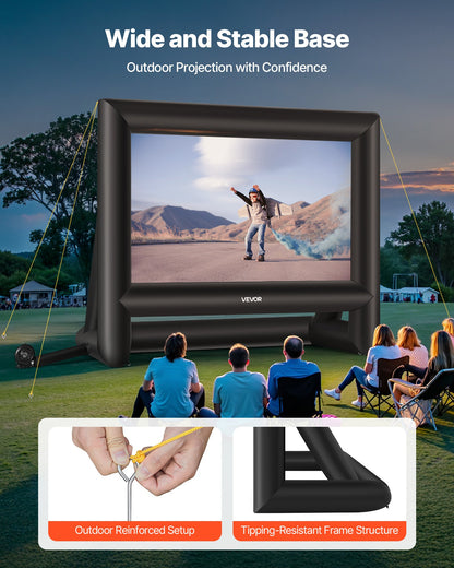 18FT Inflatable Movie Screen, Inflatable Projector Screen with Portable Storage Bag, 16:9 Easy Set Up Movie Projection for Outdoor Backyard, Home Theater, Theme Party