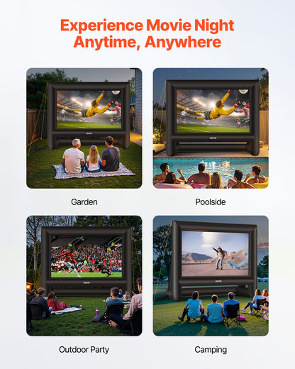 18FT Inflatable Movie Screen, Inflatable Projector Screen with Portable Storage Bag, 16:9 Easy Set Up Movie Projection for Outdoor Backyard, Home Theater, Theme Party