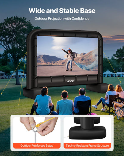 14 ft Inflatable Movie Screen, 600D Washable Inflatable Projector Screen with Portable Storage Bag, 16:9 Easy Set Up Movie Projection for Outdoor Backyard, Home Theater, Theme Party, Pool Fun