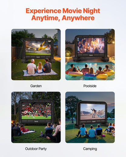 14 ft Inflatable Movie Screen, 600D Washable Inflatable Projector Screen with Portable Storage Bag, 16:9 Easy Set Up Movie Projection for Outdoor Backyard, Home Theater, Theme Party, Pool Fun