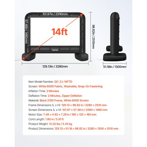 14ft aufblasbare Filmleinwand 16:9 600D Filmprojektion mit tragbarer Tasche