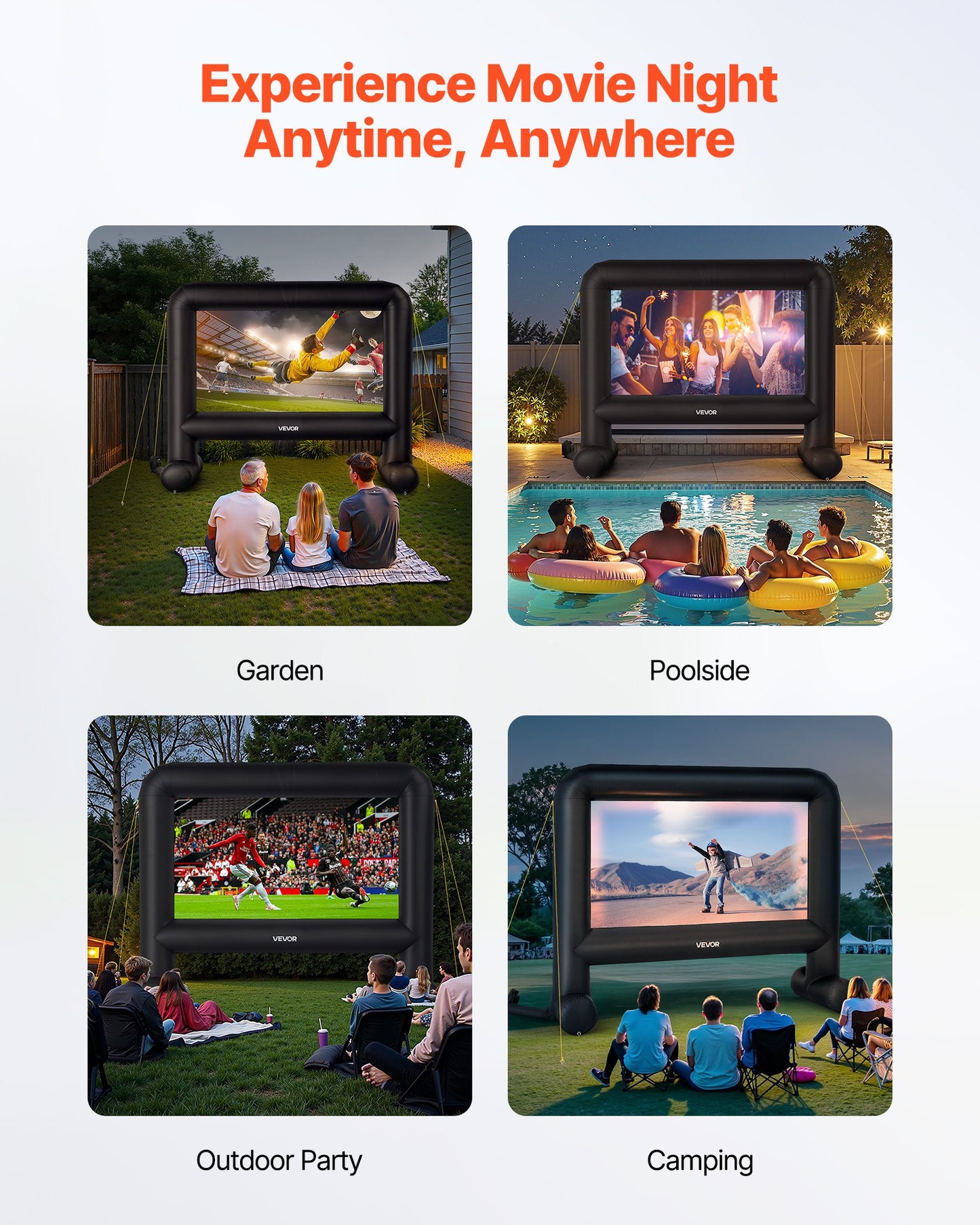 16FT Inflatable Movie Screen, Inflatable Projector Screen with Portable Storage Bag, 16:9 Easy Set Up Movie Projection for Outdoor Backyard, Home Theater, Theme Party