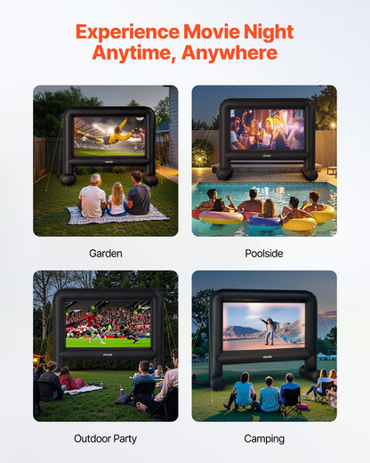16FT Inflatable Movie Screen, Inflatable Projector Screen with Portable Storage Bag, 16:9 Easy Set Up Movie Projection for Outdoor Backyard, Home Theater, Theme Party