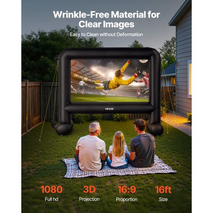 16ft Inflatable Movie Screen 16:9 600D Movie Projection with Portable Bag