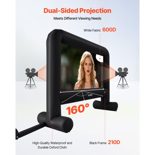 16ft Inflatable Movie Screen 16:9 600D Movie Projection with Portable Bag