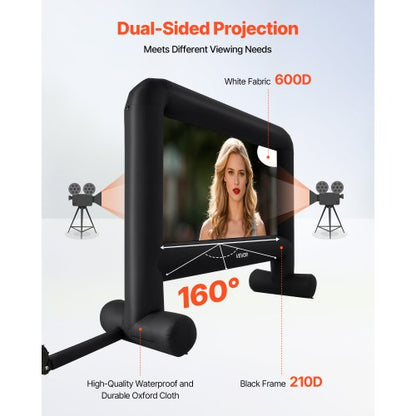 16ft Inflatable Movie Screen 16:9 600D Movie Projection with Portable Bag