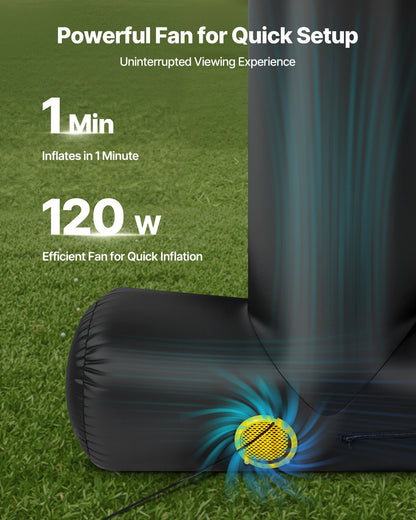 15FT Inflatable Movie Screen, Inflatable Projector Screen with Portable Storage Bag, 16:9 Easy Set Up Movie Projection for Outdoor Backyard, Home Theater, Theme Party