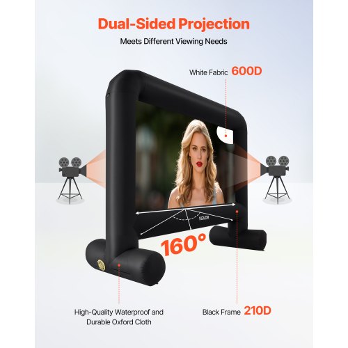 15ft aufblasbare Filmleinwand 16:9 600D Filmprojektor mit tragbarer Tasche