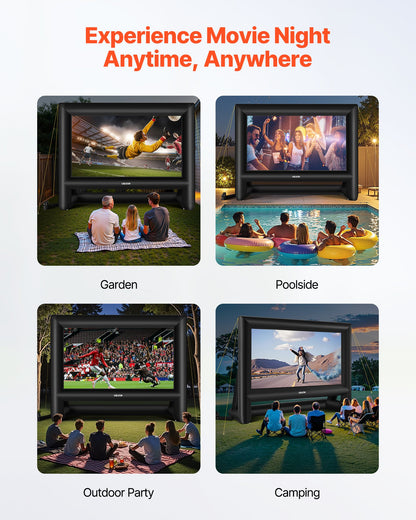 20FT Inflatable Movie Screen, Inflatable Projector Screen with Portable Storage Bag, 16:9 Easy Set Up Movie Projection for Outdoor Backyard, Home Theater, Theme Party
