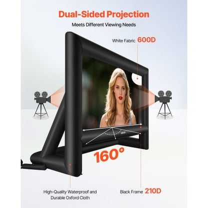 6 meter uppblåsbar filmduk 16:9 600D filmprojektion med bärbar väska