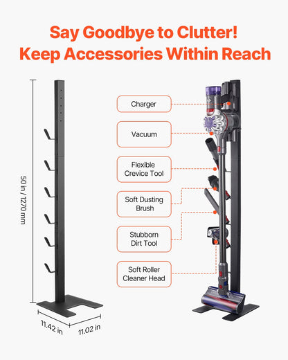Vacuum Stand, Compatible With Dyson V6 V7 V8 V10 V11 V15, Stable Vacuum Stand Holder with 6 Hooks for Dyson DC30 DC31 DC34 DC35 DC58 DC59 DC62 D74 Cordless Upright Vacuum Cleaners & Accessories