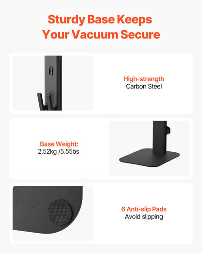 Vacuum Stand, Compatible with Dyson G5 V15 V12 V11 V10 V8 V7 V6 Series Upright Vacuums Cleaners & Accessories, Stable Vacuum Stand Holder with 6 Hooks and Non-slip Footpads, Black