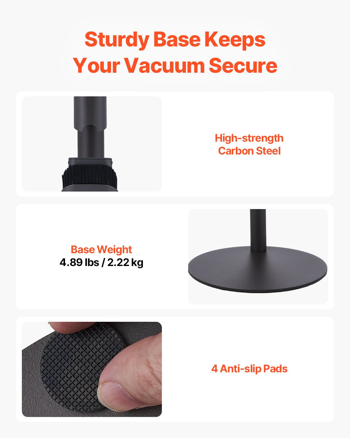 Vacuum Stand, Compatible With V7 V8 V10 V11 V12 V15 Series Upright Vacuum Cleaners & Accessories, Stable Vacuum Stand Holder with 4 Anti-slip Pads and 3 Clips for Storing 6 Brush Heads