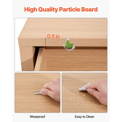 Chest of drawers with 6 fluted wooden drawers, pull-out and anti-tip | EU