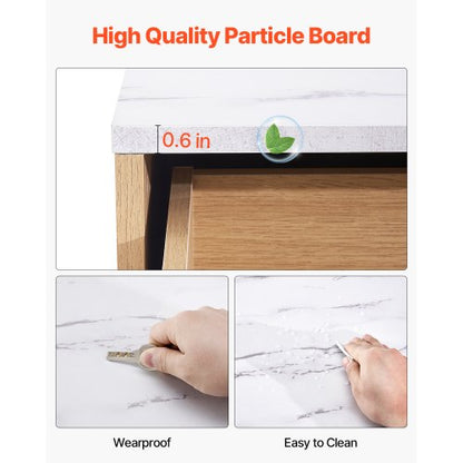 Chest of drawers with 6 fluted wooden drawers, pull-out drawers and wooden anti-tips | EU