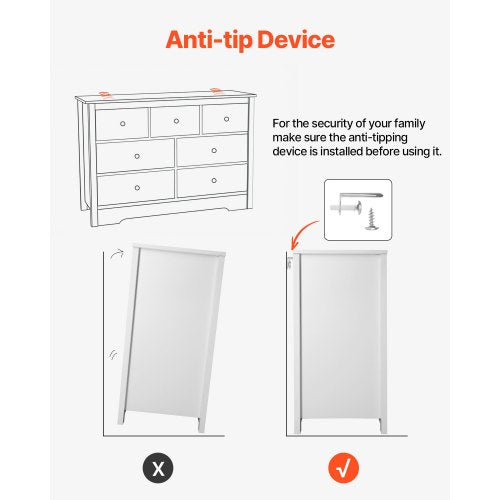 Chest of drawers with 7 drawers in wood, pull-out and anti-tip | EU