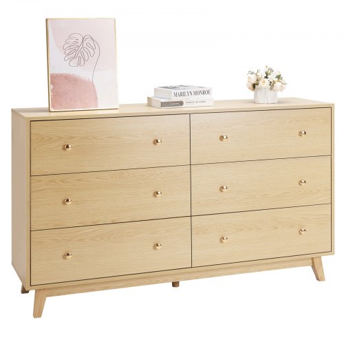 Wooden chest of drawers with 6 drawers, pull-out and anti-tip | EU