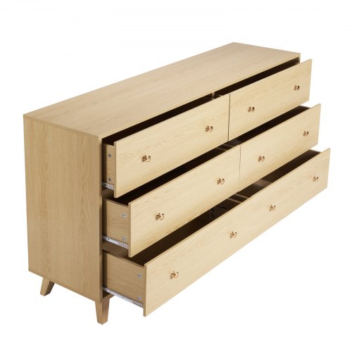Wooden chest of drawers with 6 drawers, pull-out and anti-tip | EU