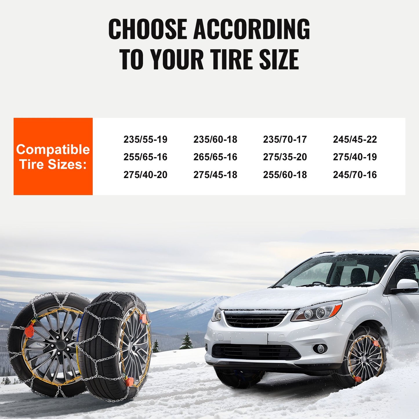 Auto Tightening Snow Chains Diamond Mesh Anti-slip Traction Wheel Chains