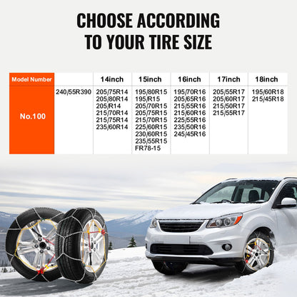 2PCS Schneeketten Mangan Legierung Stahl Traktion Reifen Ketten Silber