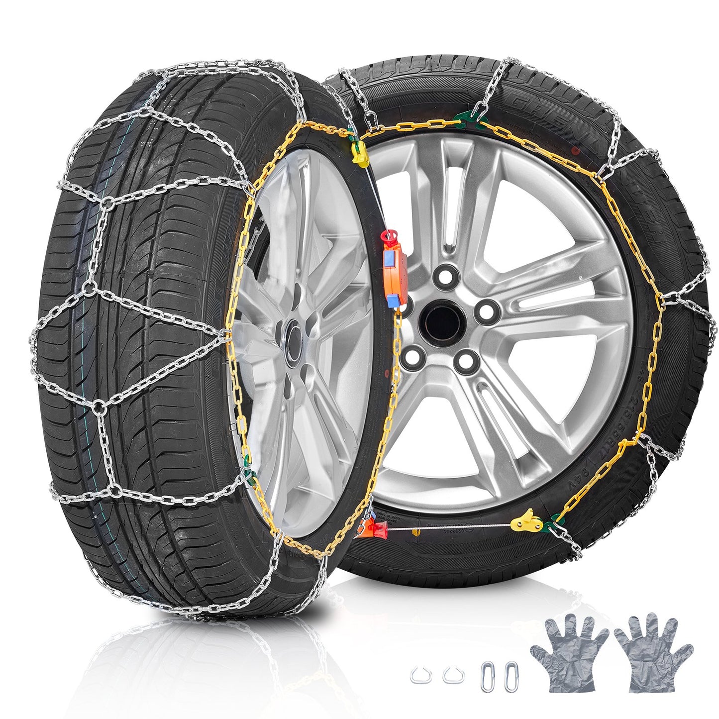 2PCS Schneeketten Mangan Legierung Stahl Abschleppen Reifen Schneeketten Silber