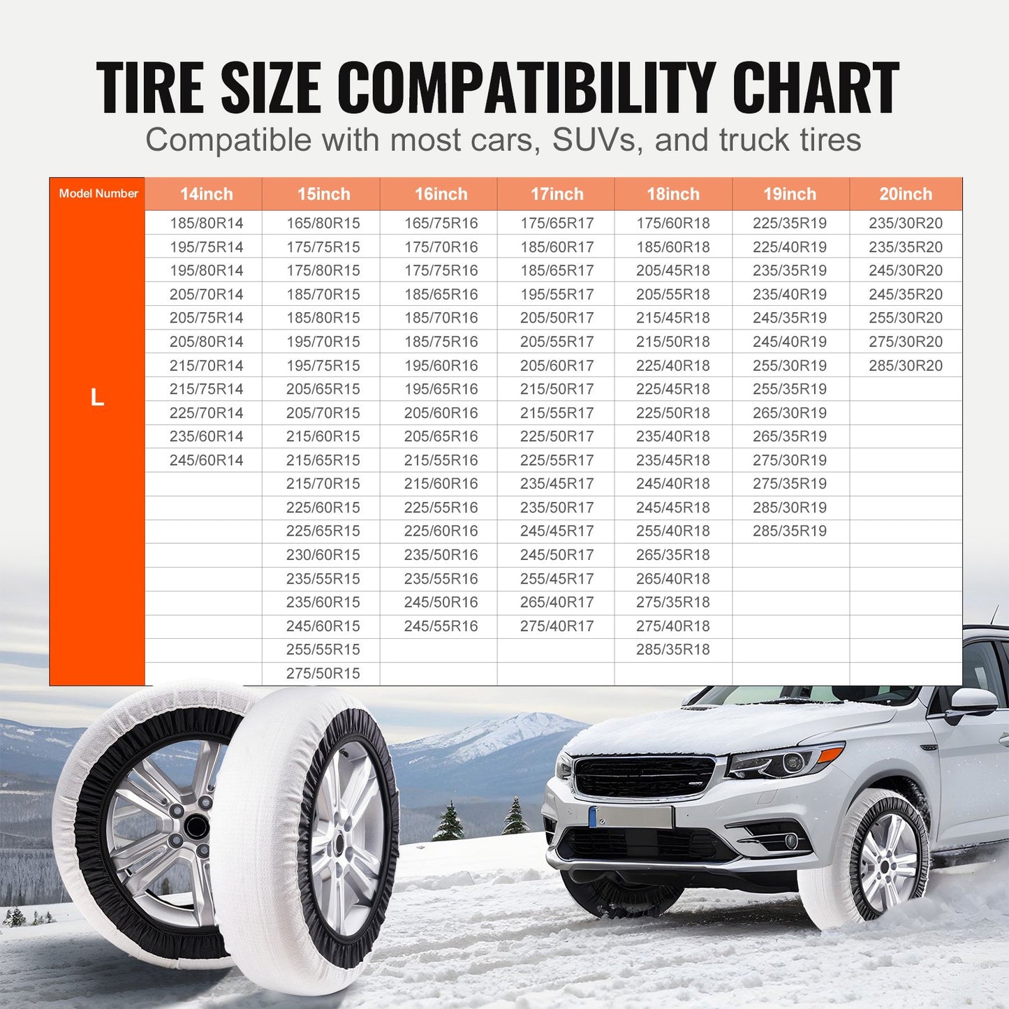 2PCS Verdickte Schneesocken für Reifen Schneetraktion Reifenschutz-Groß