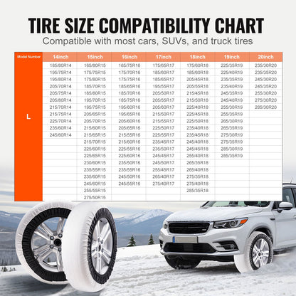 2PCS Verdickte Schneesocken für Reifen Schneetraktion Reifenschutz-Groß